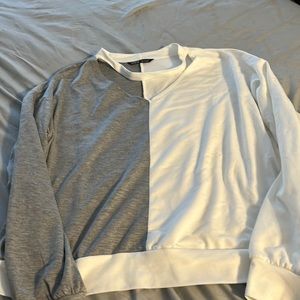 Gray and white colorblock top